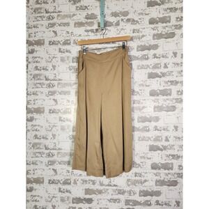 Wide Leg Palazzo Gaucho Capri Pants Brown Lagenlook XS Oversized 28X21
